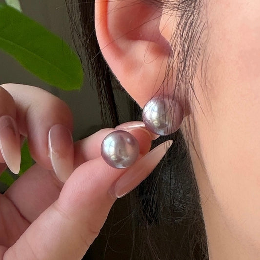 11-12mm Edison Ube Purple Pearl earring studs s925