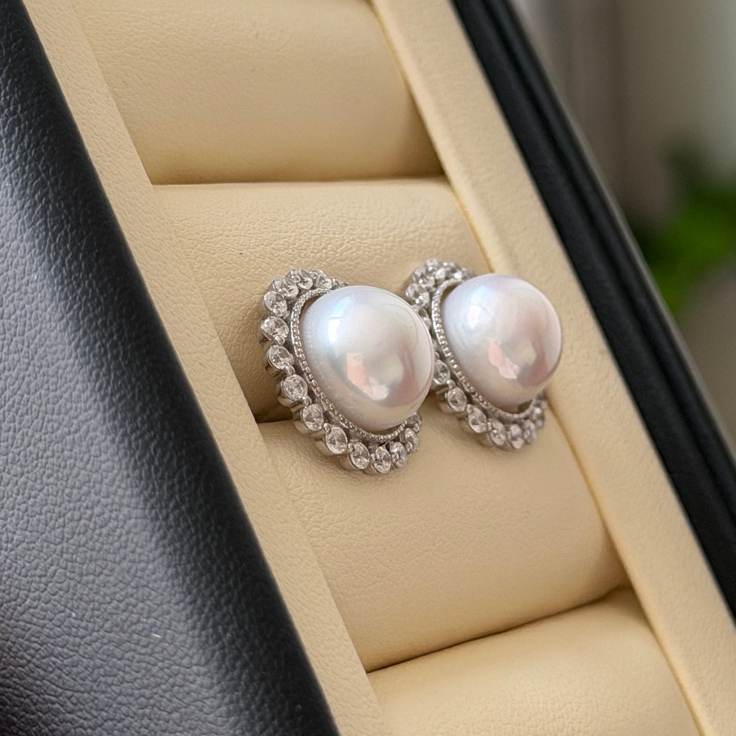 Luxury Sunflower Edison pearl earring studs 11-12mm s925