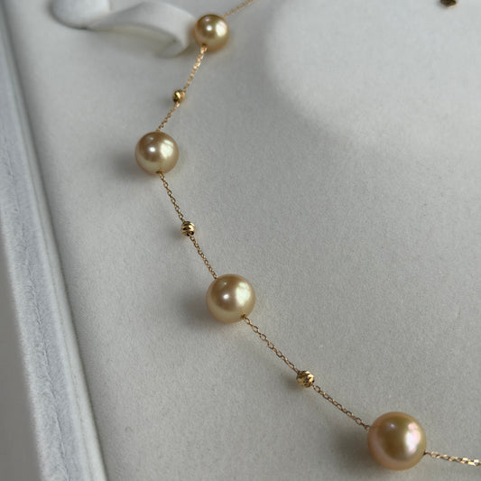 8-11mm South Sea Golden Pearl Starry Night Au750 necklace 18k gold