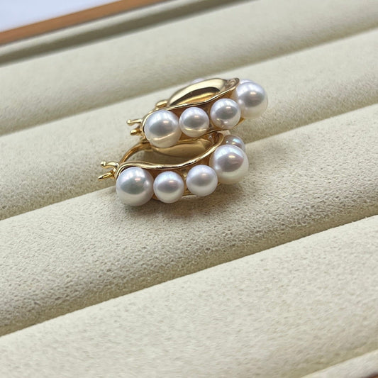 Golden pearl Hoop earrings s925