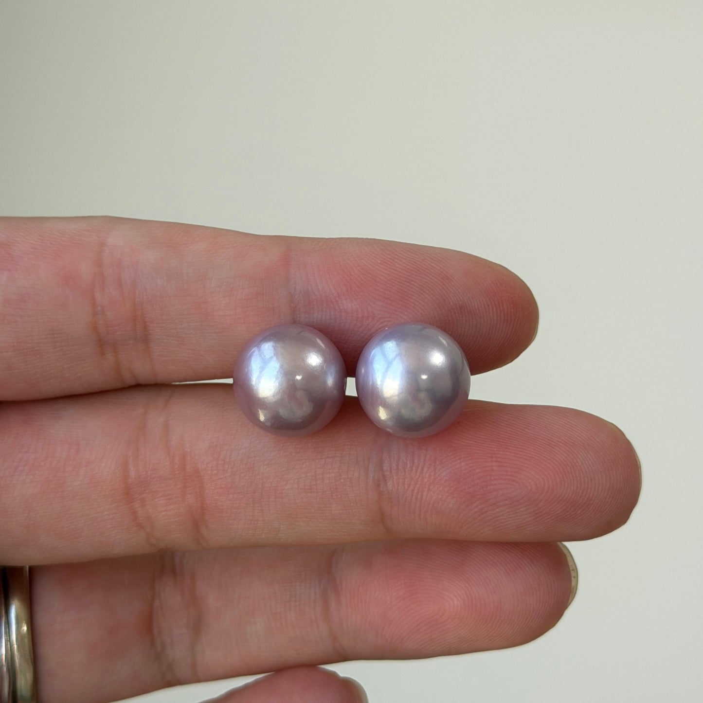 Deal 12.3mm Elegant lavender light purple pearl earrings stud s925