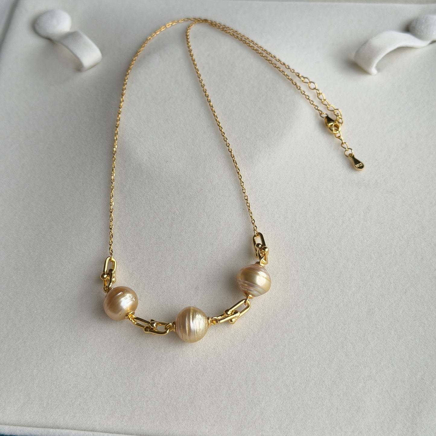 Horseshoe chain South Sea Golden Pearl necklace s925