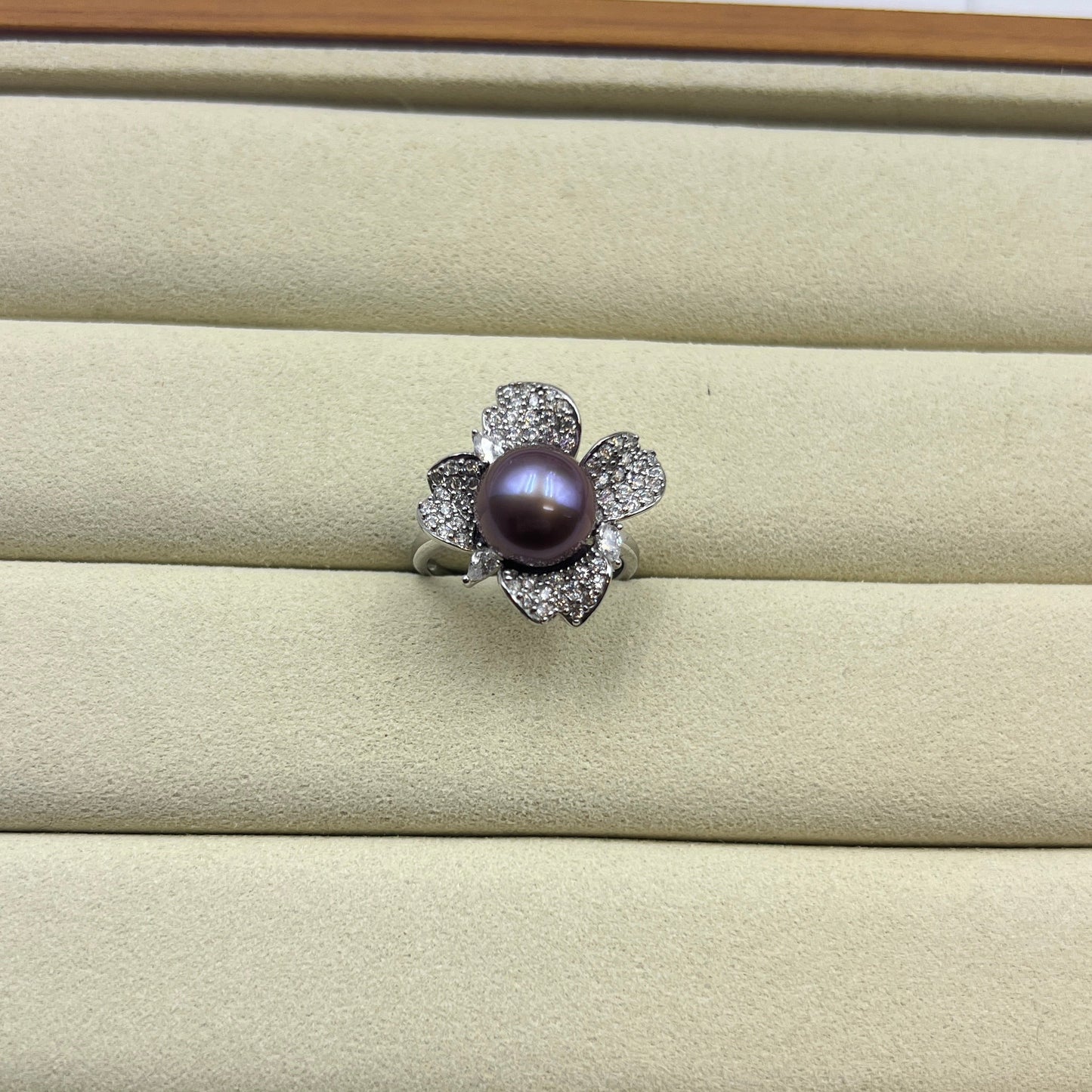 Blueberry Purple Pearl Ring s925 9–10mm
