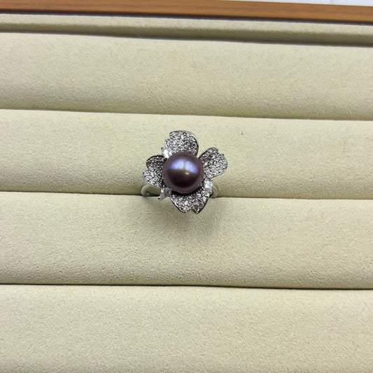 Blueberry Purple Pearl Ring s925 9–10mm