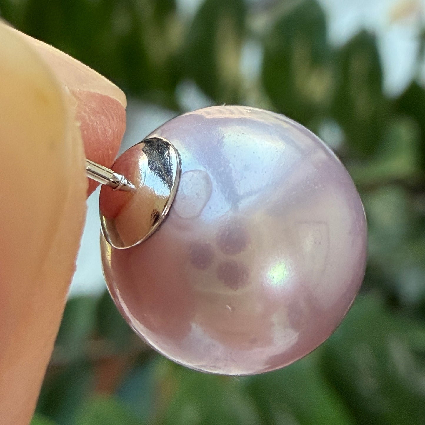 Deal 12.3mm Elegant lavender light purple pearl earrings stud s925