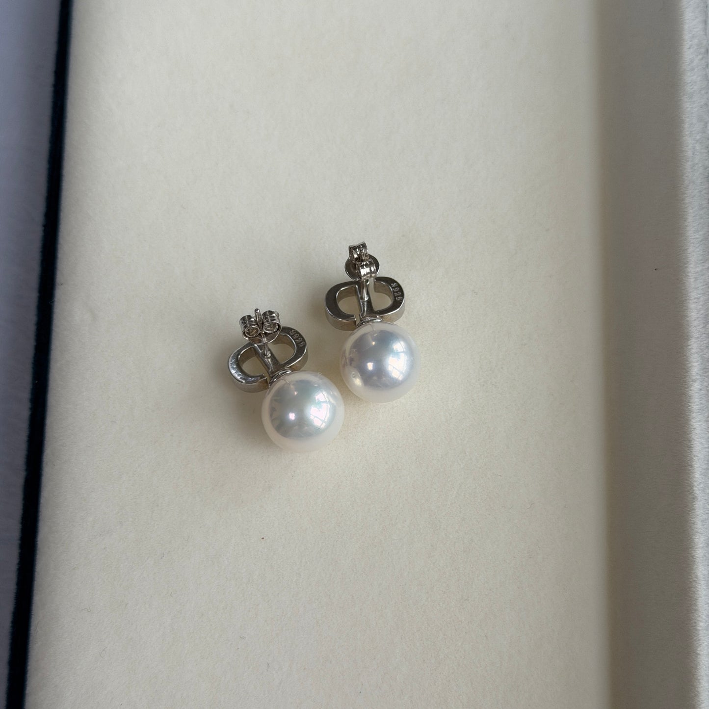 Luxury Top luster mirror like surface round Freshwater pearl Edison CD earrings s925