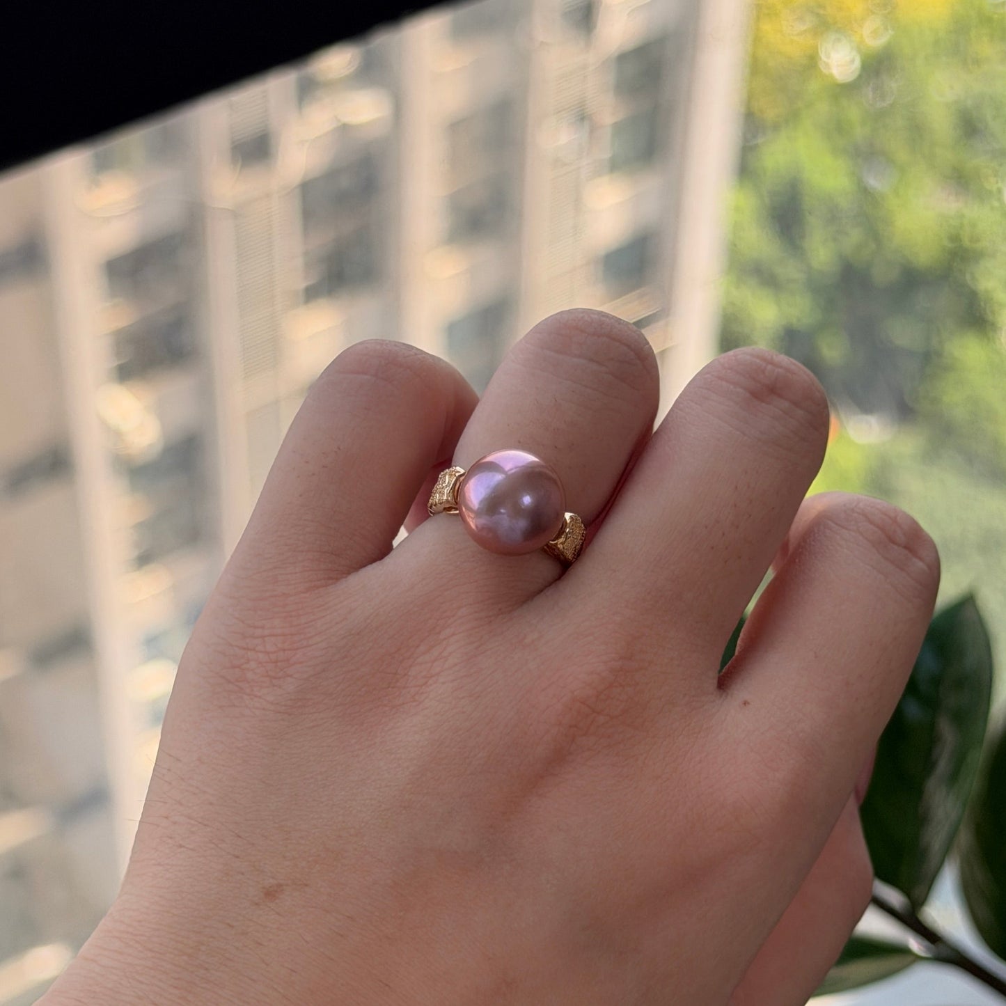 12.4mm Edison Purple metallic luster cross style ring s925