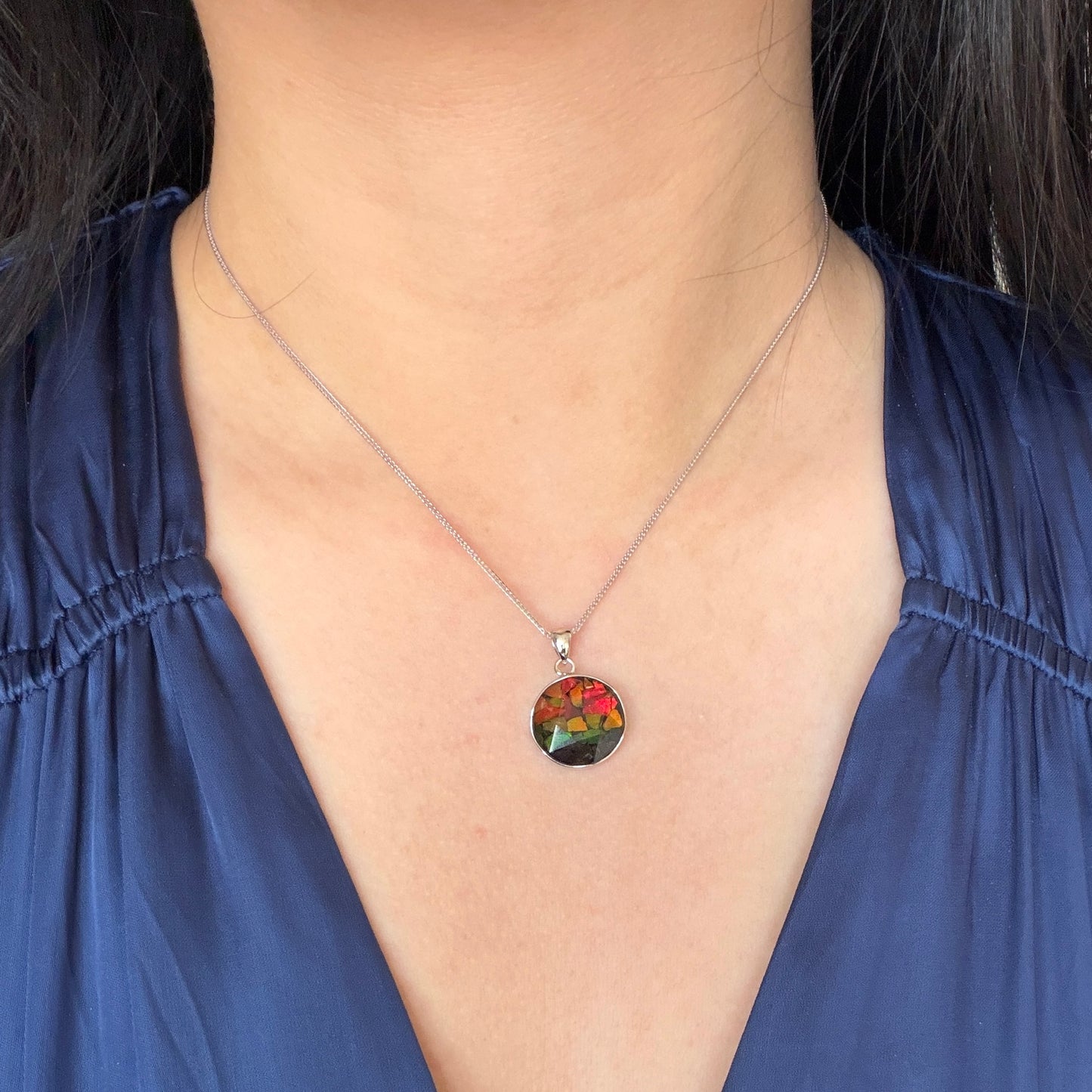 Ammonite mosaic style Necklace 6.5cm s925 (reassembled)