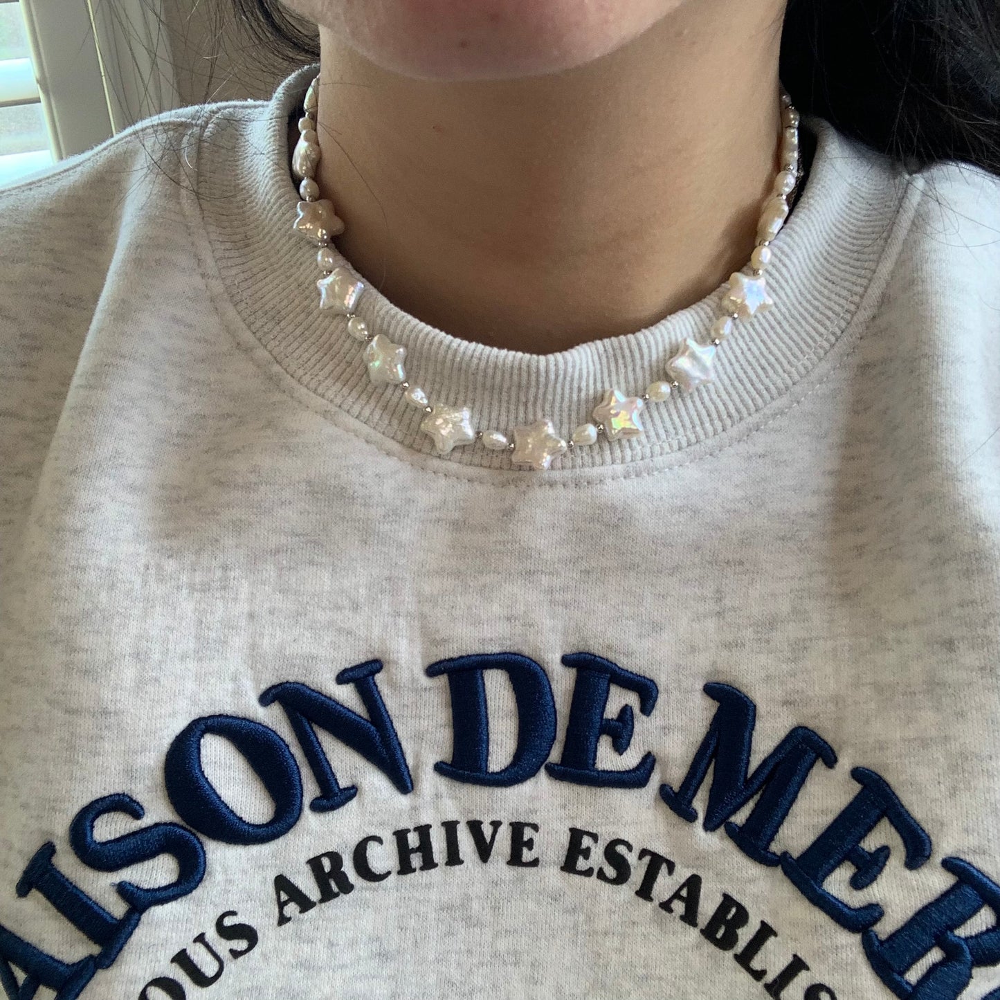 New Rainbow metallic luster star full strand necklace s925