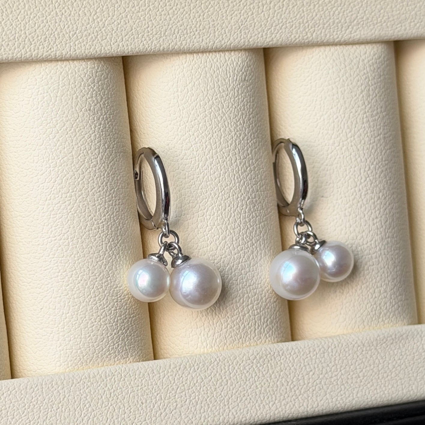 Double dangling style cute hoop earrings s925 5-6mm 7-8mm