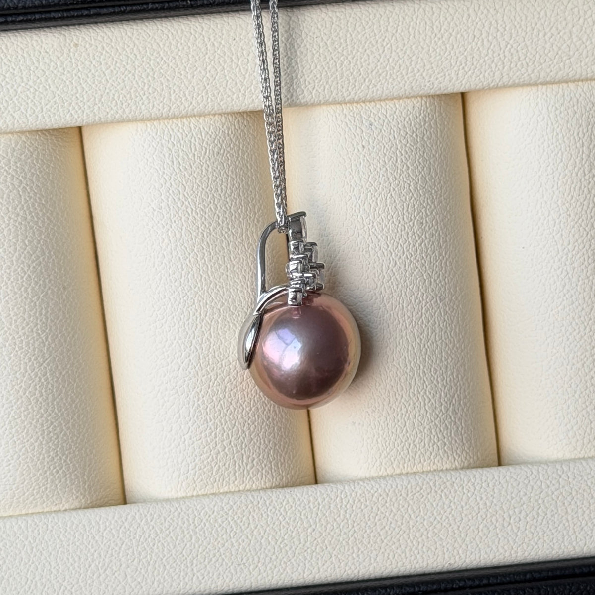 12.8mm huge edison pearl Copper brown pinky purple necklace s925