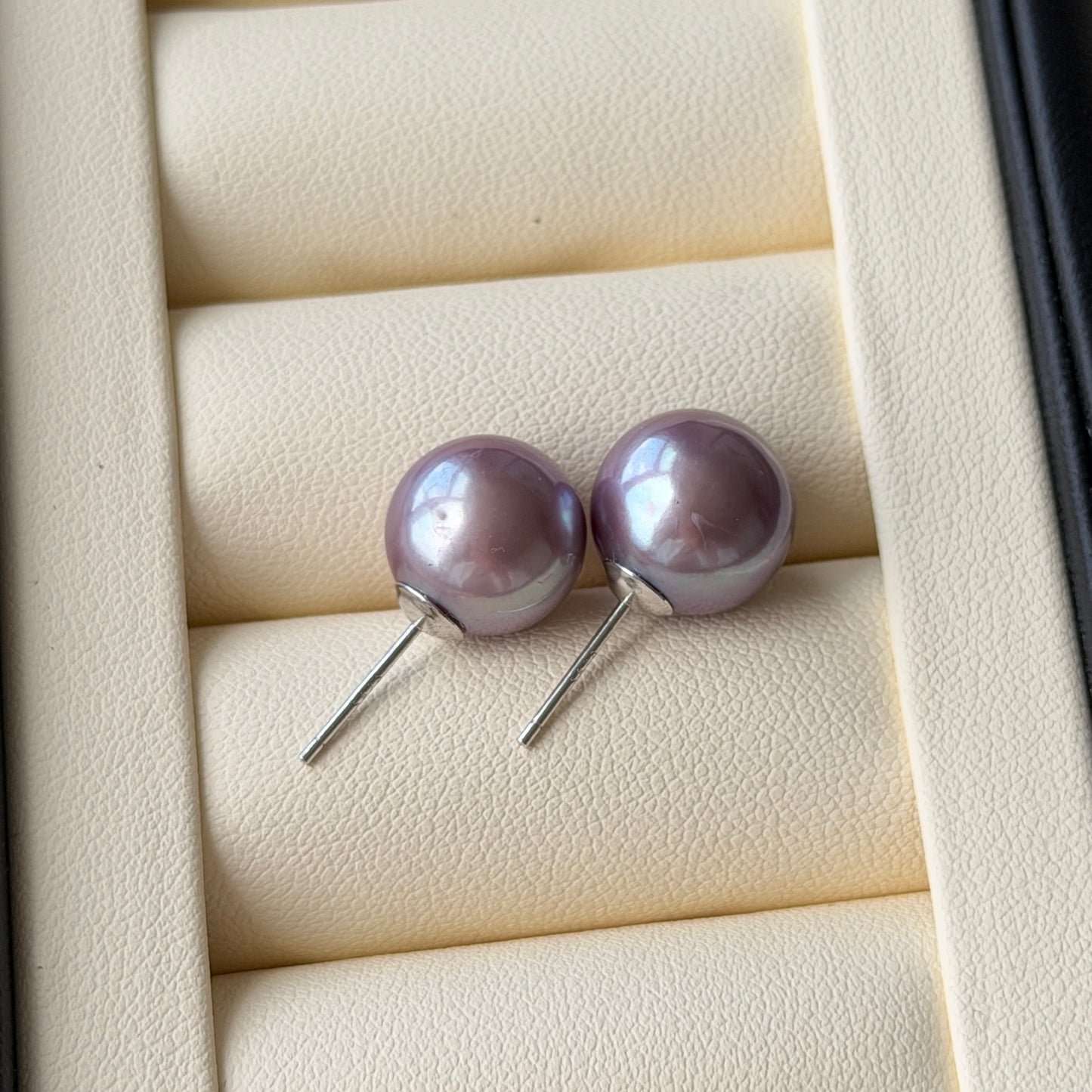11-12mm Edison Ube Purple Pearl earring studs s925