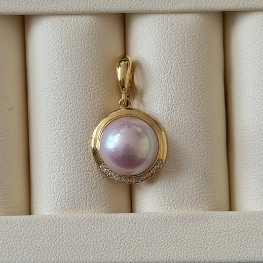 Pinky bubble Freshwater Mabe Detachable pendant ONLY s925 Mabe size 11.5mm Pendant size 15mm