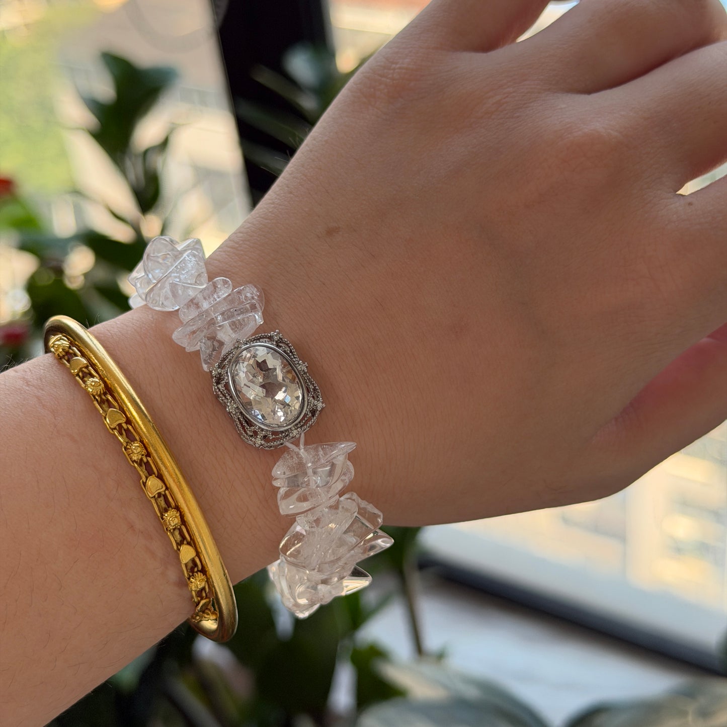 White crystal elastic bracelet alloy accessory