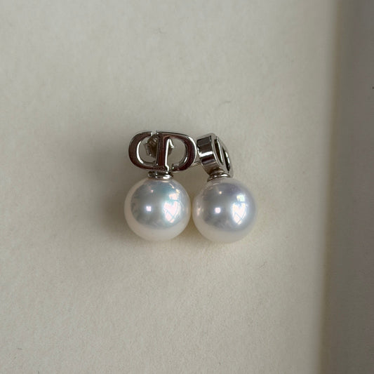Luxury Top luster mirror like surface round Freshwater pearl Edison CD earrings s925