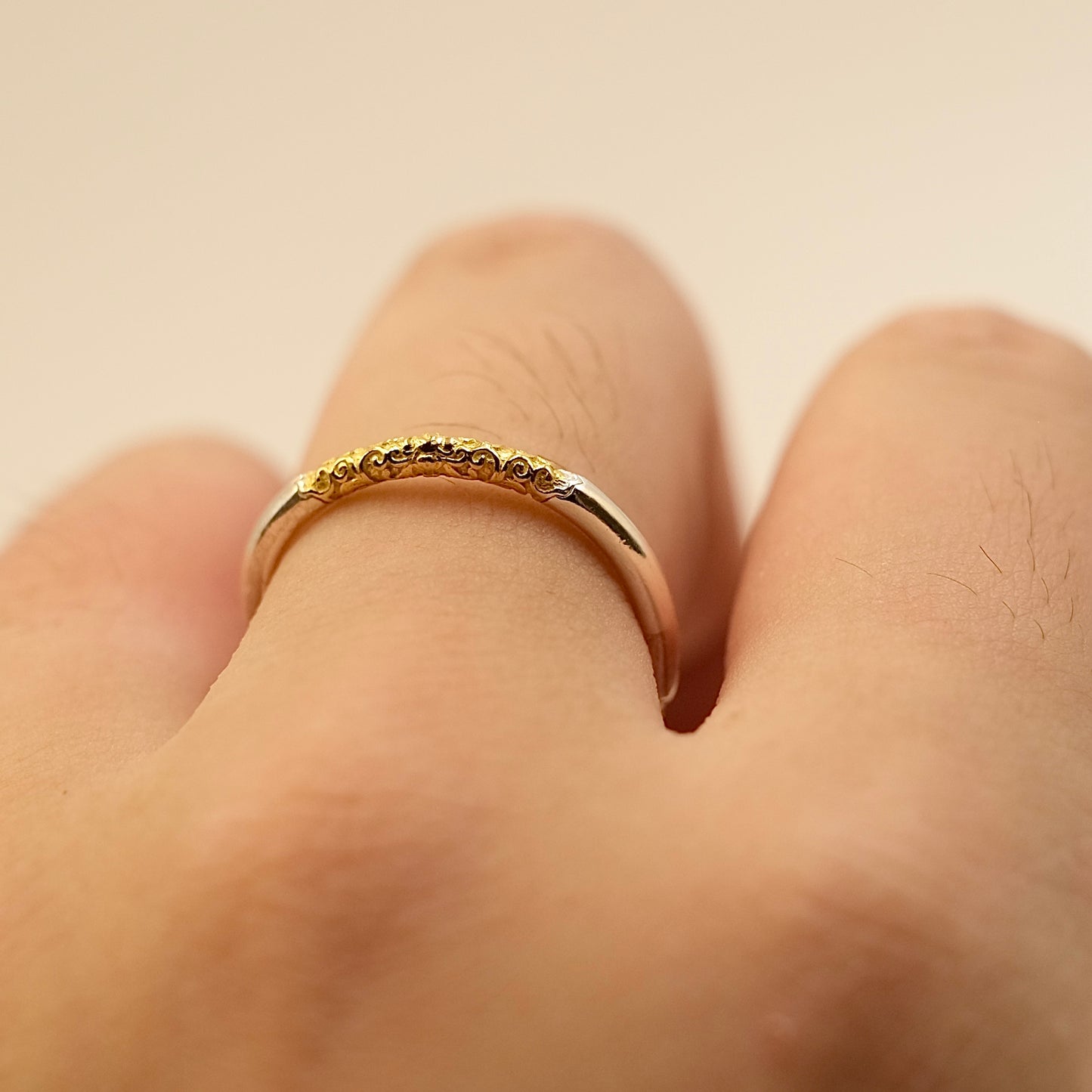 Sterling Silver Ring with lucky cloud embossed s999