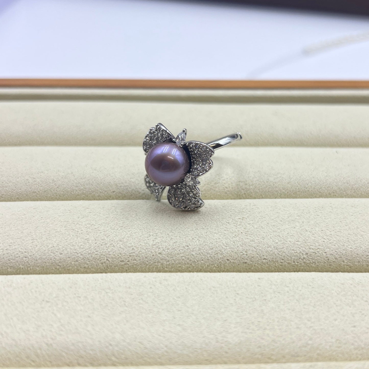 Blueberry Purple Pearl Ring s925 9–10mm