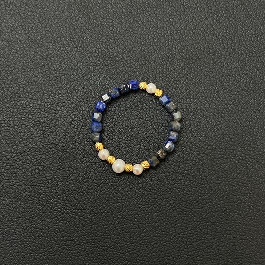 Blue Lapis pearl ring size 7