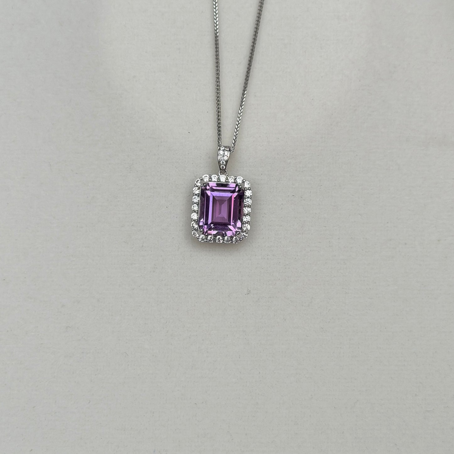 10*12mm 5ct Top clarity Amethyst luxury necklace s925 cz stone