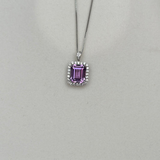10*12mm 5ct Top clarity Amethyst luxury necklace s925 cz stone