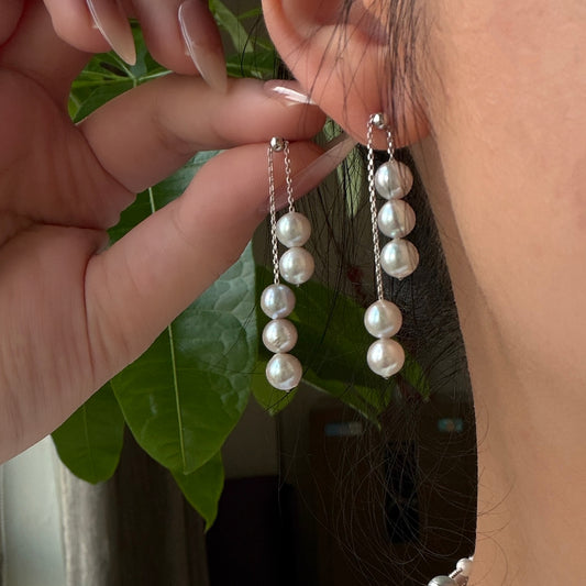 Versatile 6.5-7mm Madama color Akoya Pearl dainty earrings s925