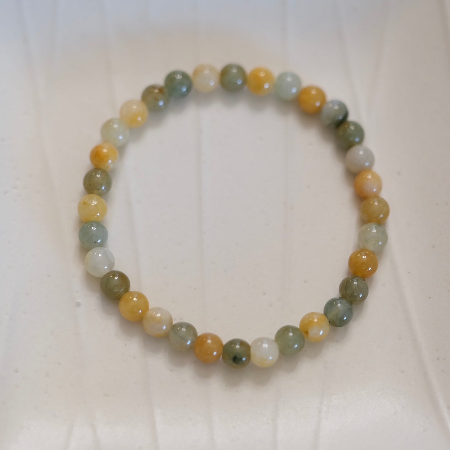 Green and yellow jade multi color elastic bracelet