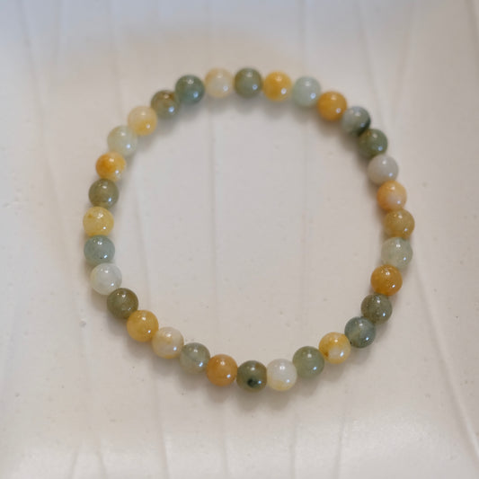 Green and yellow jade multi color elastic bracelet