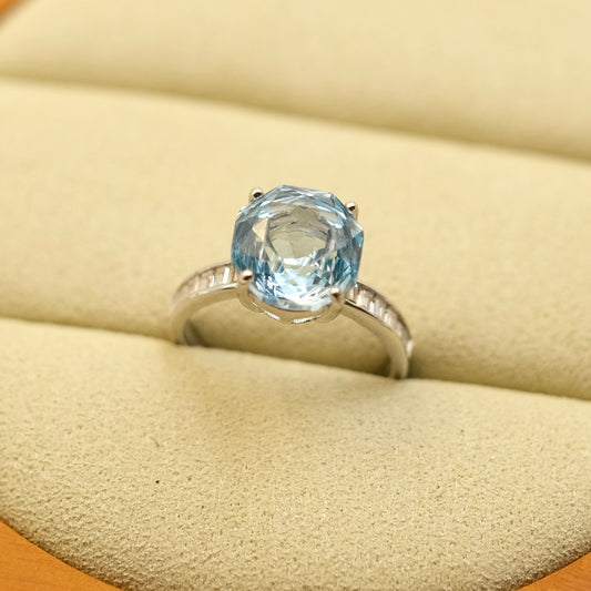 Blue Topaz Rose cute ring s925