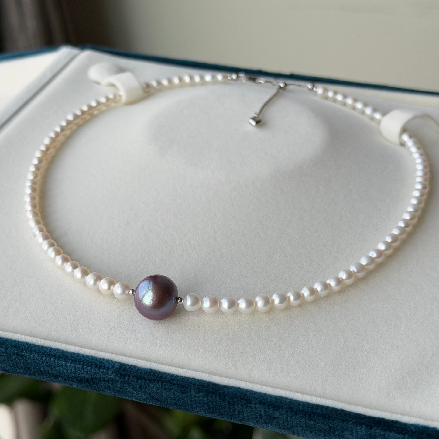 12.3mm Rare purple Edison pearl with 4-5mm white freshwater pearl Full Strand s925 16.5-18in