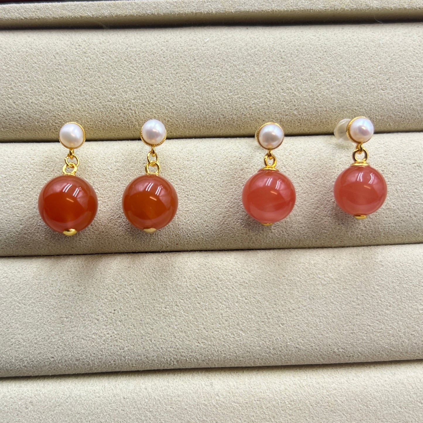Pearl South sea Agate Earrings s925