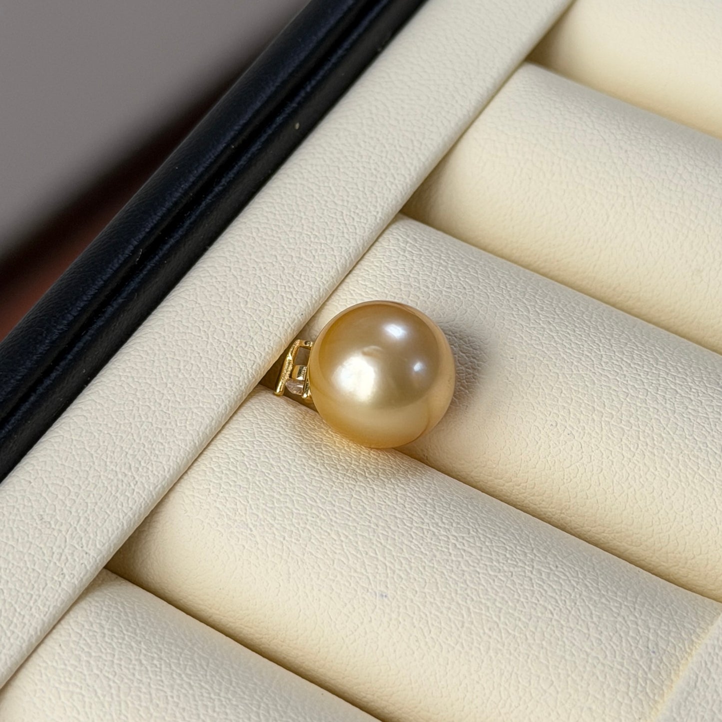 11.2mm rich gold south sea golden pearl Princess style necklace s925 cz stone