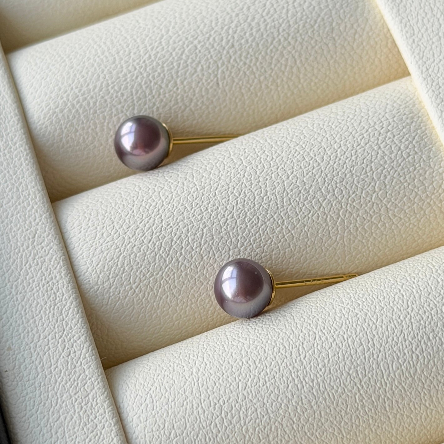5.8mm Top purple freshwater pearl earring studs s925