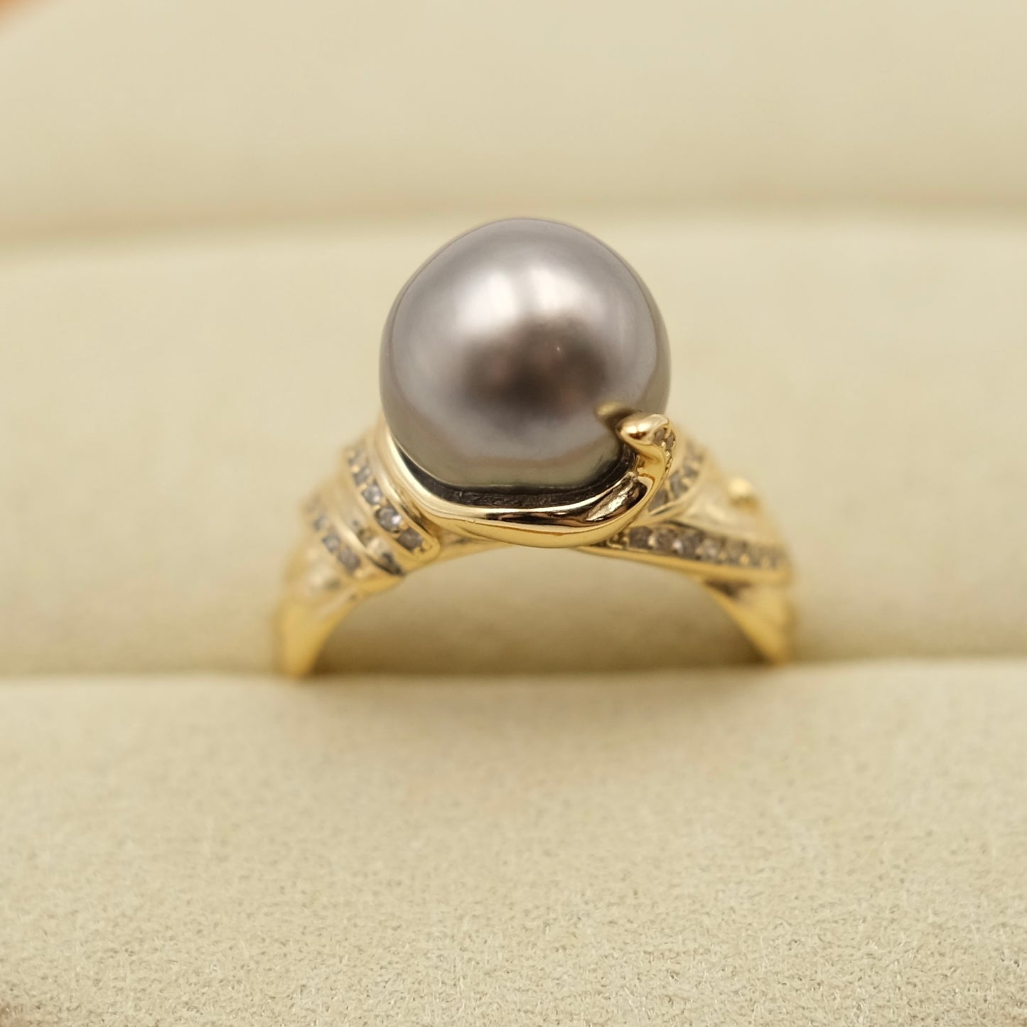 Platinum Gray Black Tahitian Unique setting s925