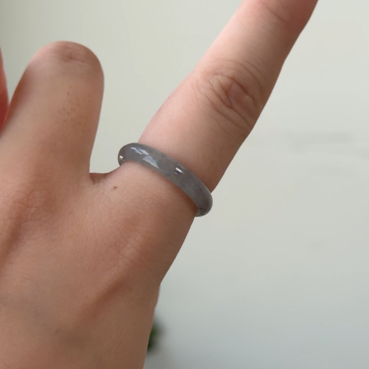 Wuji Dark Chicken Jade ring Icy size 8.5-9 4.5mm wide