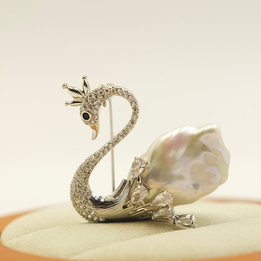 Swan Baroque Pearl Brooch