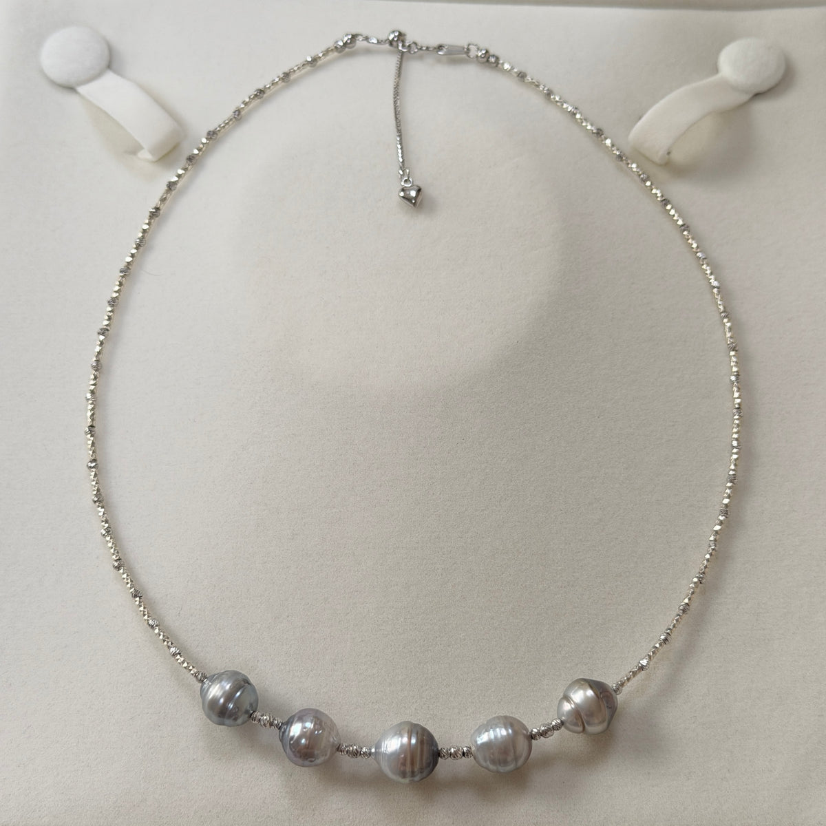 Big smile Gray tone Black Tahitian Baroque pearl necklace s925