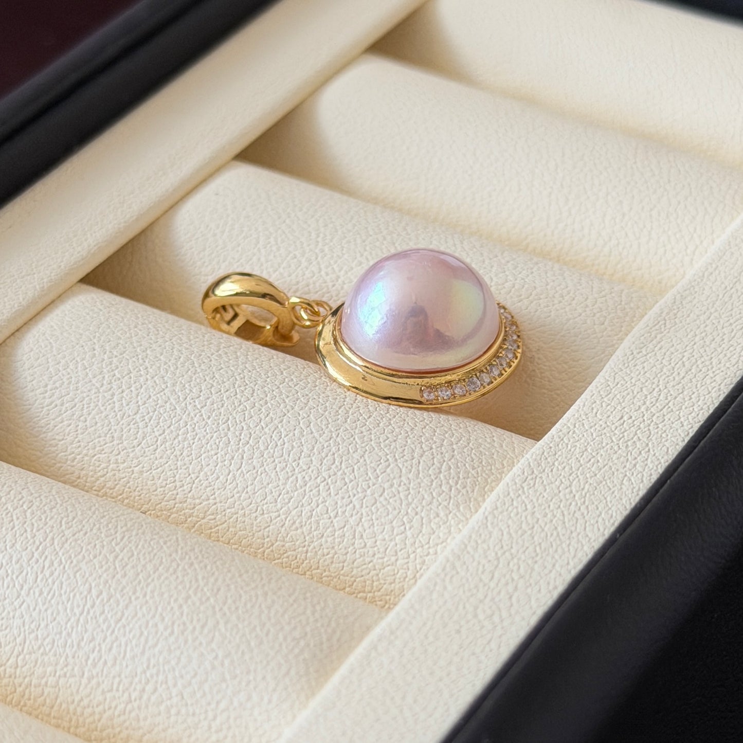 Pinky bubble Freshwater Mabe Detachable pendant ONLY s925 Mabe size 11.5mm Pendant size 15mm
