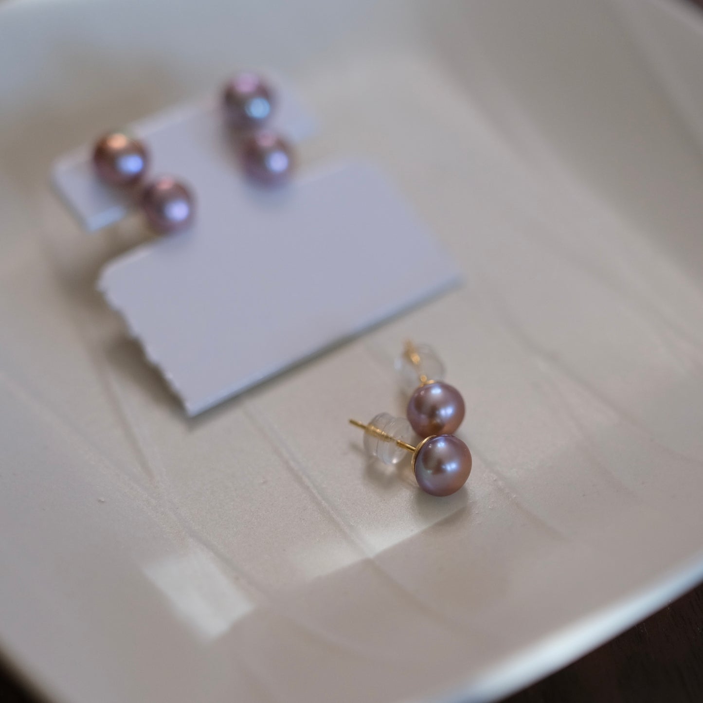 6-7mm purple freshwater pearl earring stud s925