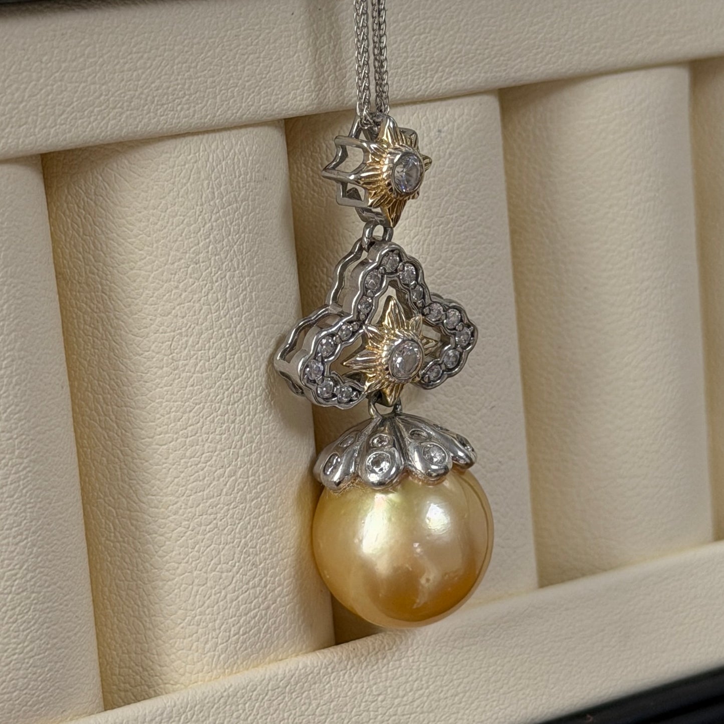 Deal 13.5mm South Sea Gooden Pearl Vintage style necklace s925