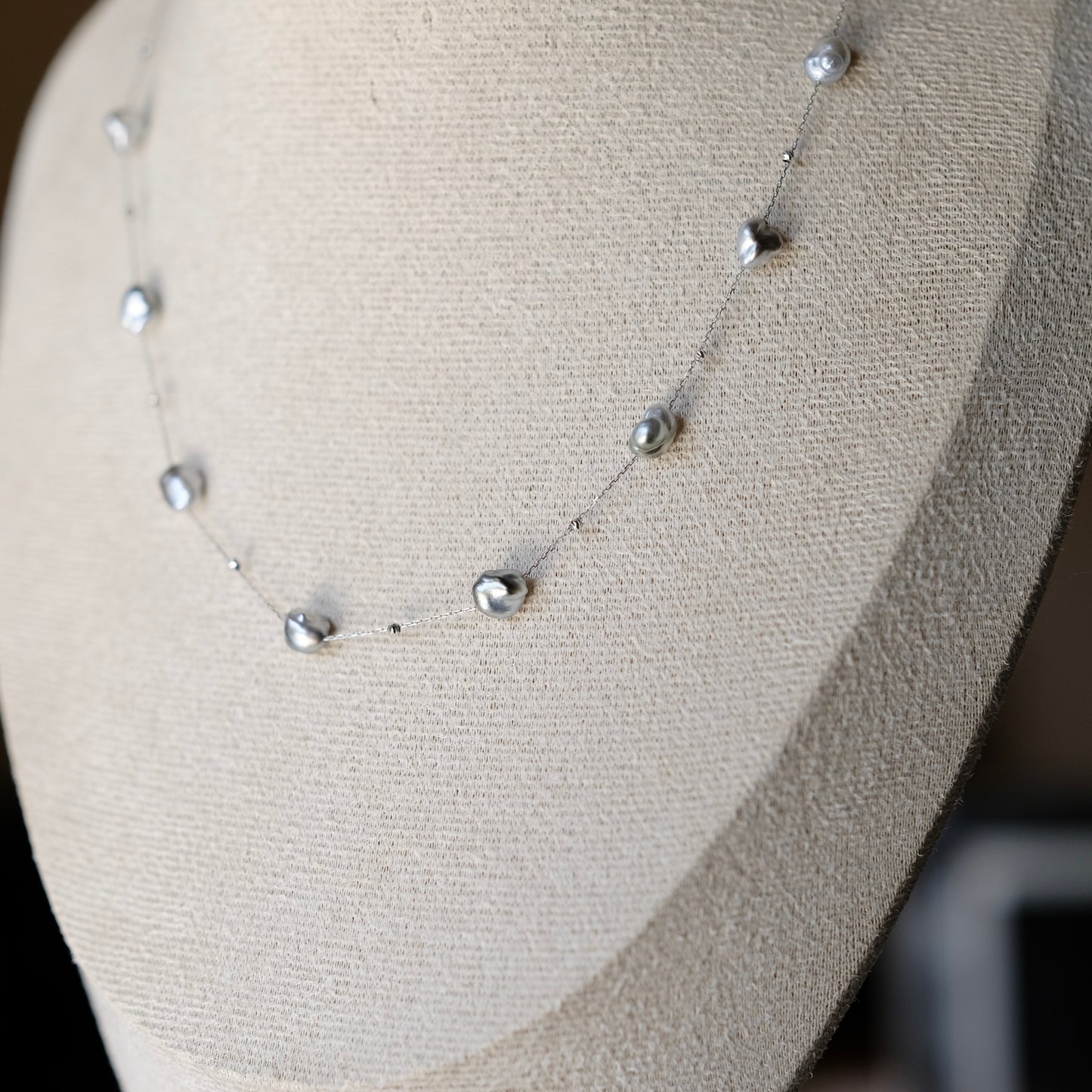 Luxury Black Tahitian Seawater keshi pearl 18k white gold starry night Necklace