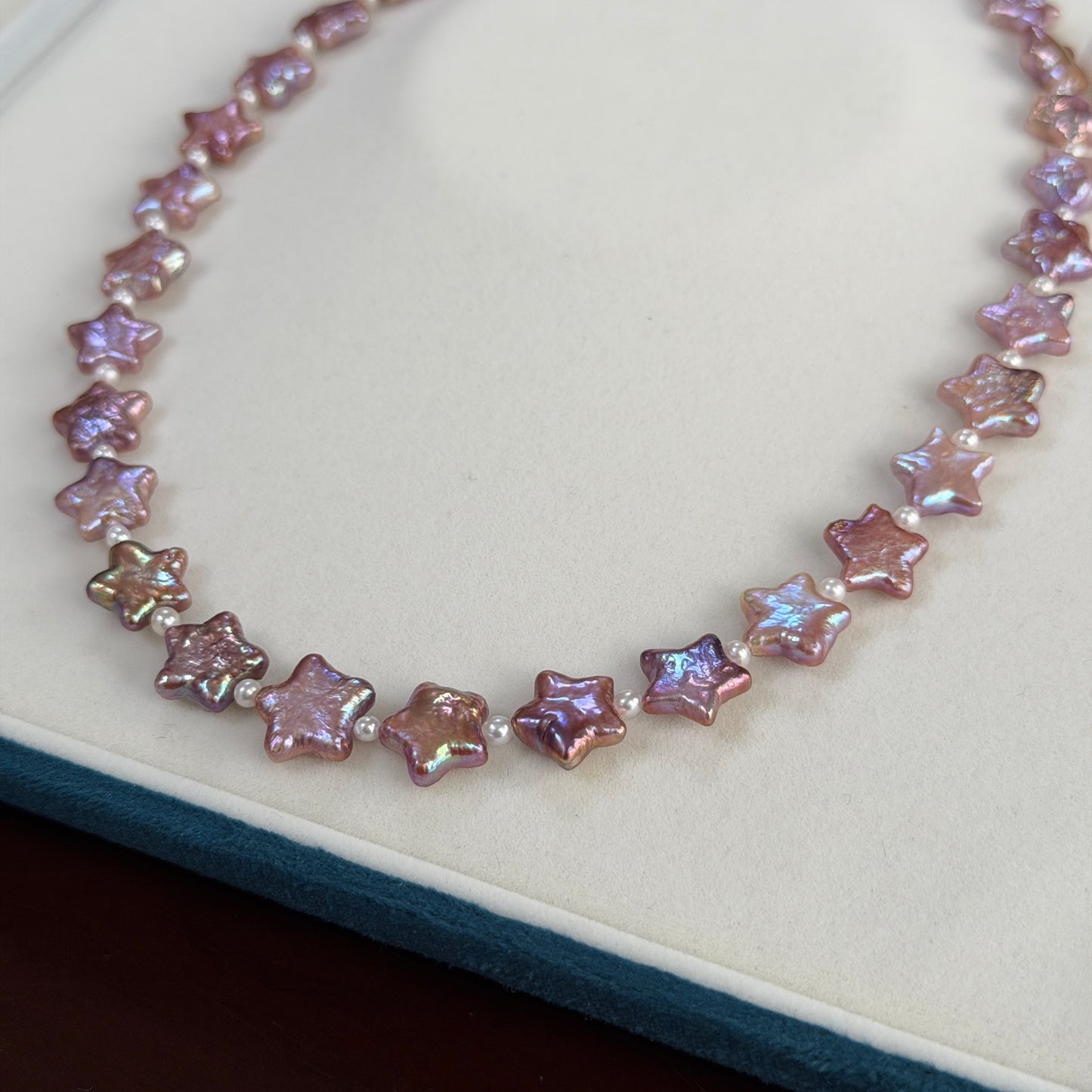Metallic Purple Star Pearl necklace full strand s925