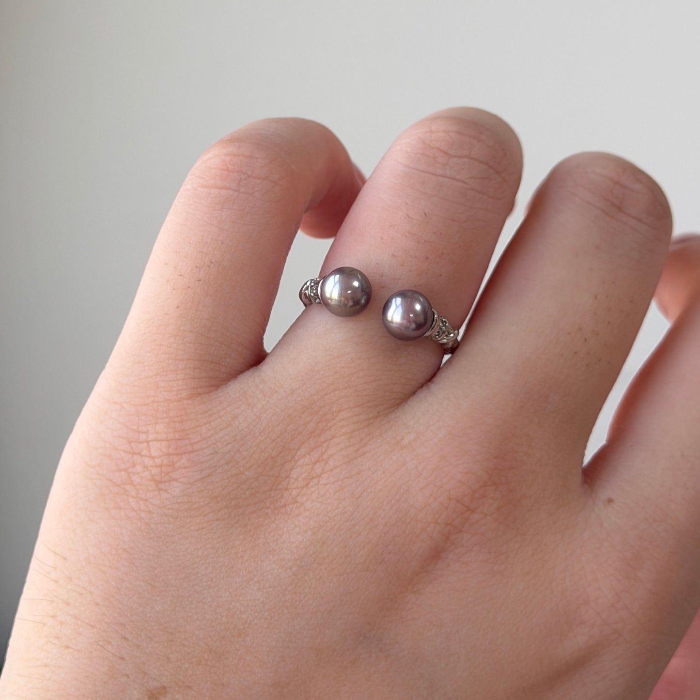 Rare Purple double pearl ring s925 simple timeless style
