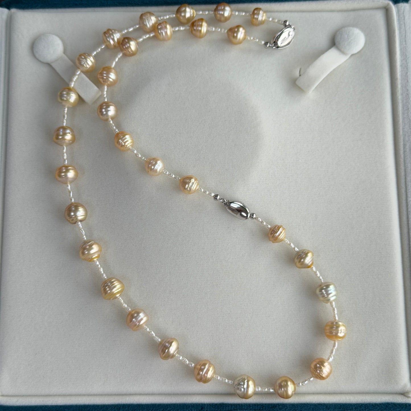 South Sea Golden Beehive Baroque Pearl Necklace Bracelet set s925