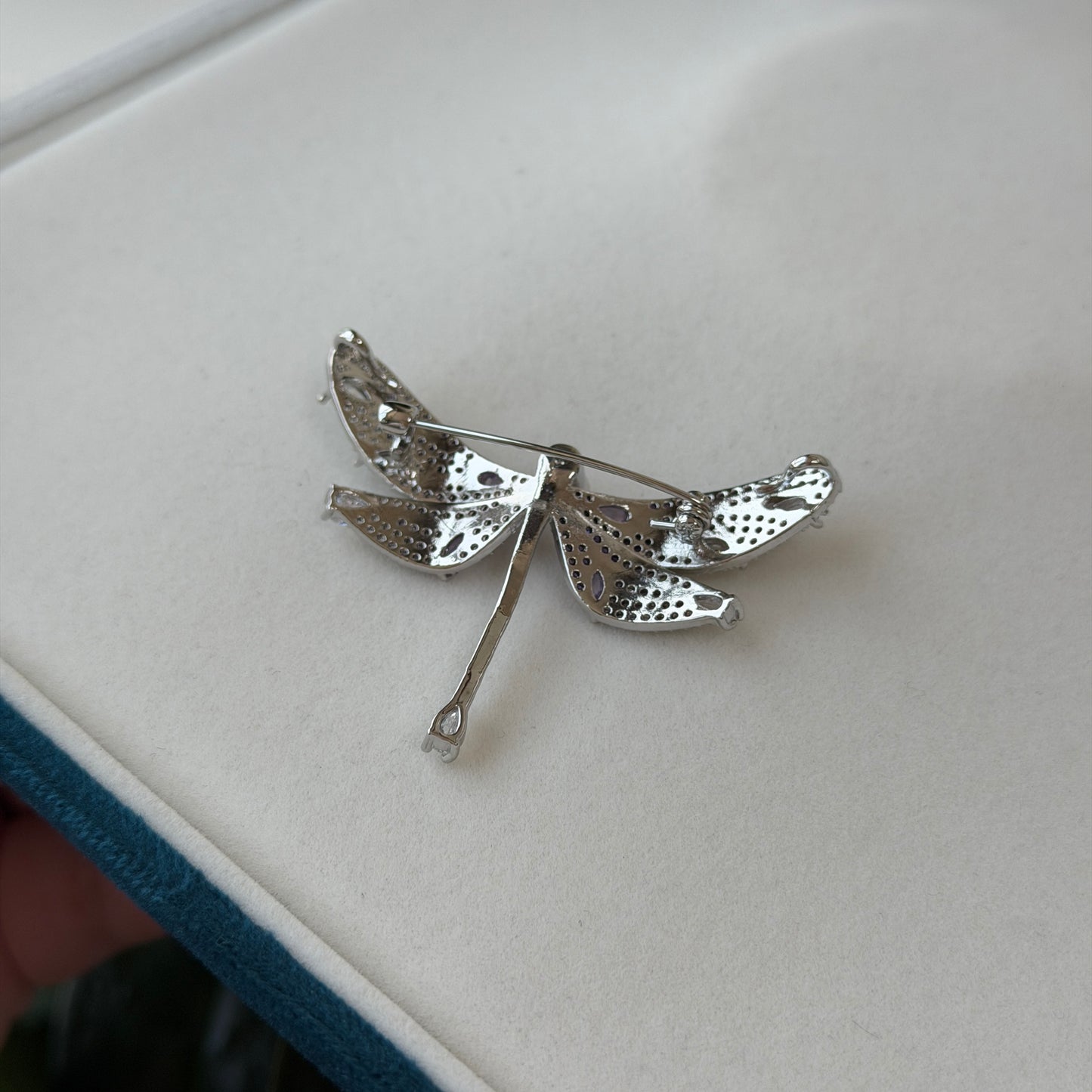 Silver purple Dragonfly Brooch Akoya Pearl 5mm