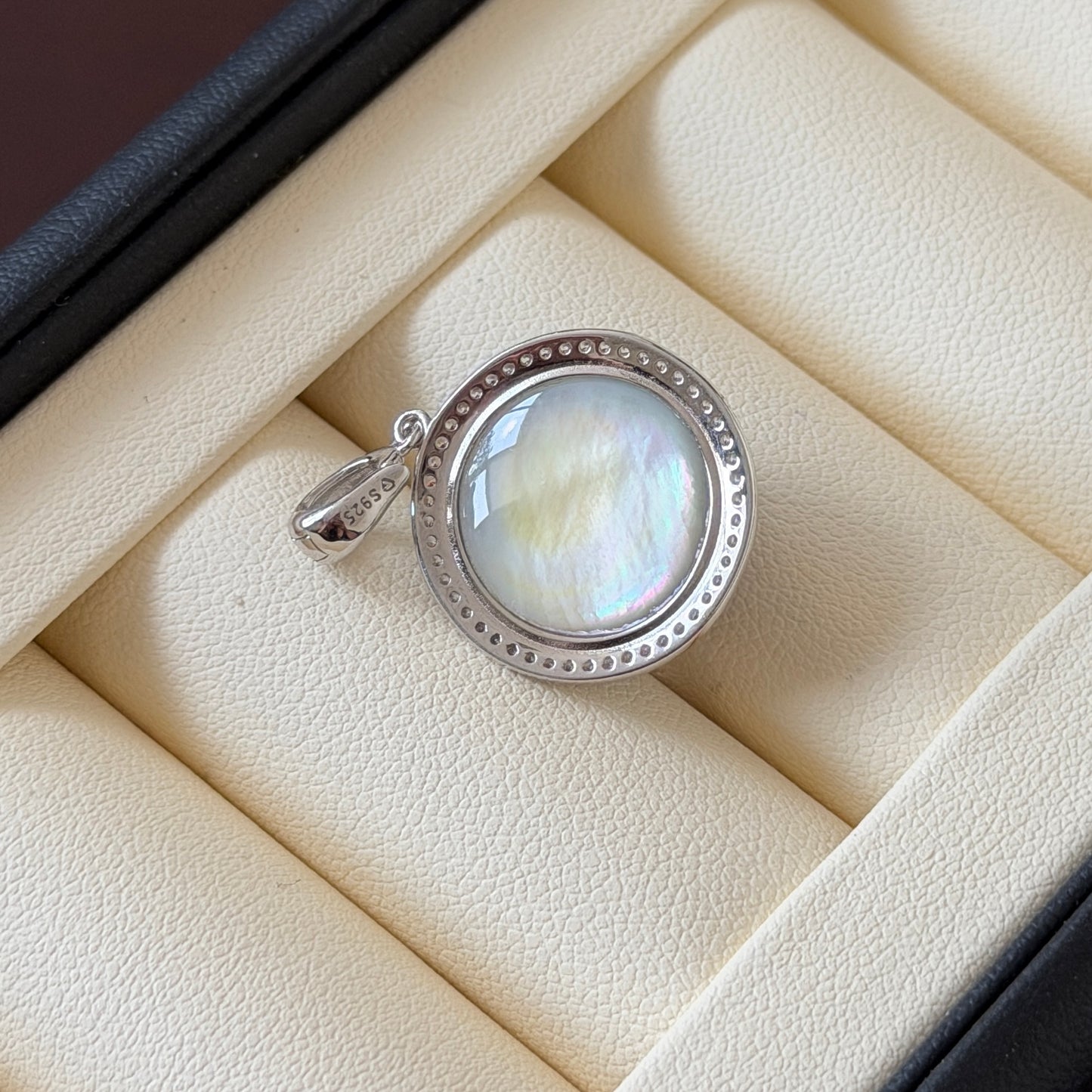 Ocean Blue Mabe pendant ONLY s925 detachable style Mabe size 14.8mm Setting 19mm