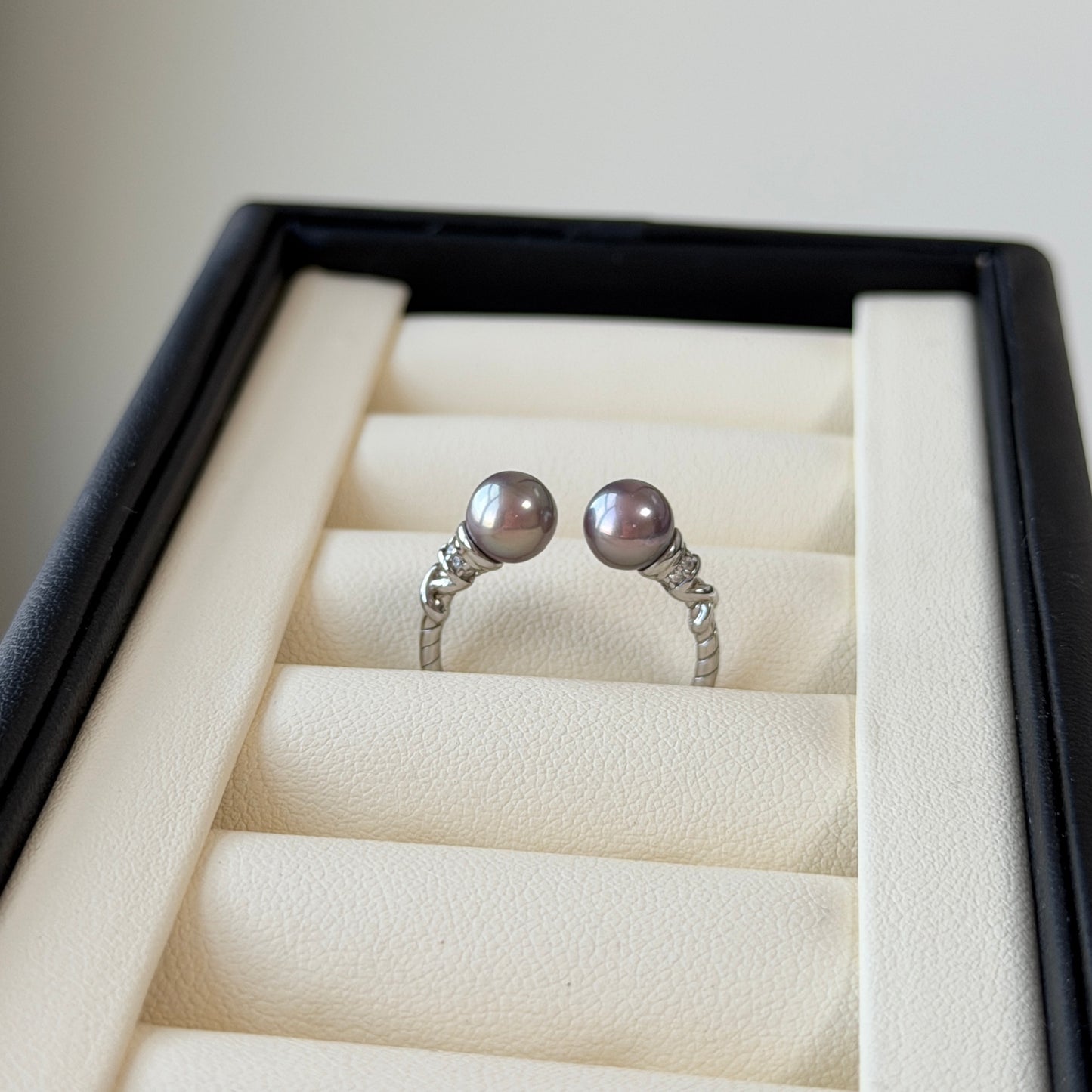 Rare Purple double pearl ring s925 simple timeless style
