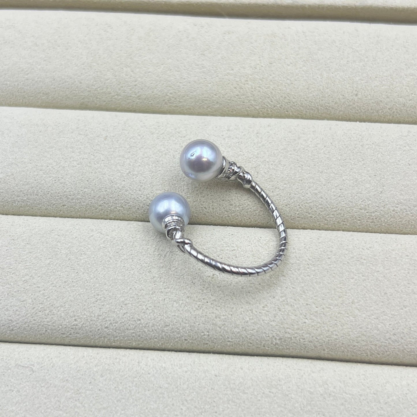 Double Madama akoya pearl ring s925 7.4mm