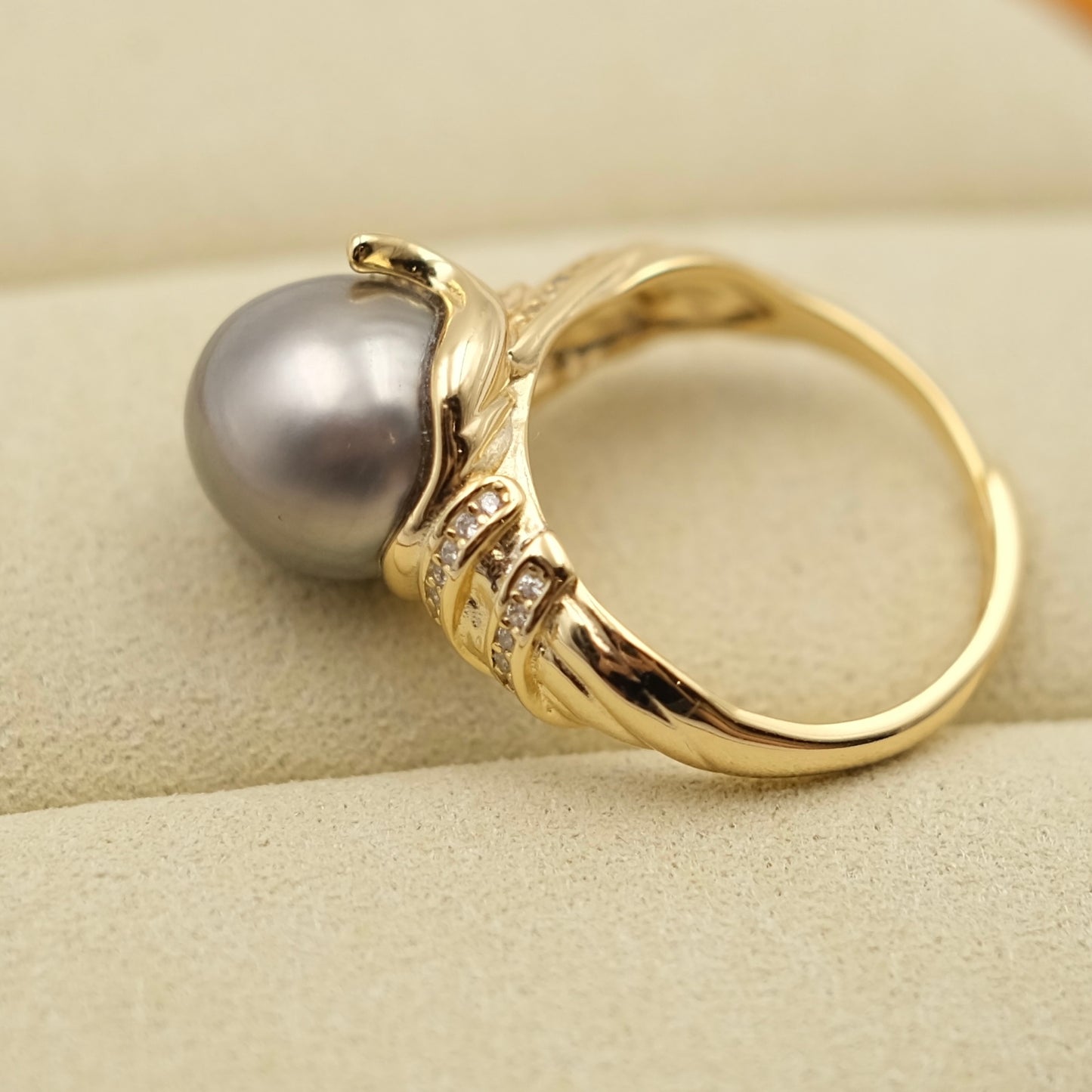 Platinum Gray Black Tahitian Unique setting s925