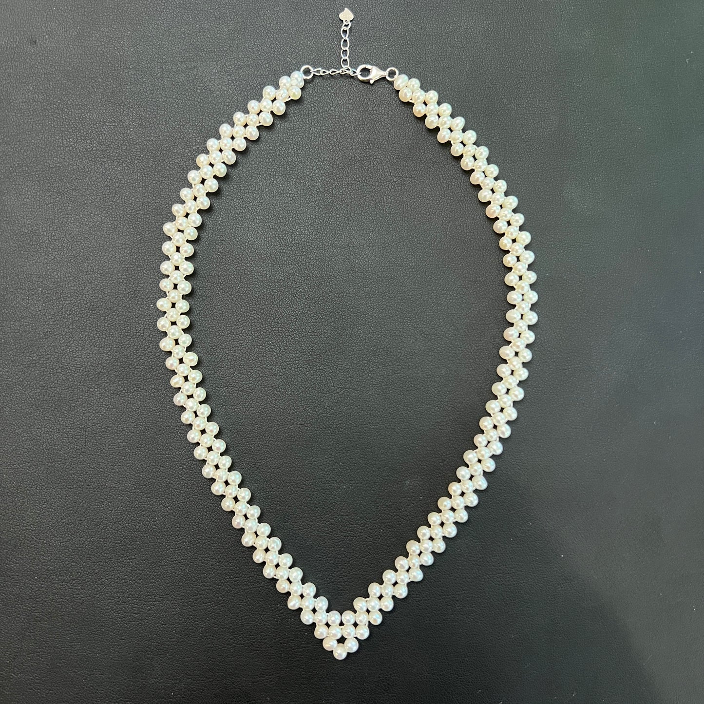 Handmade Braided style Freshwater Pearl Necklace s925