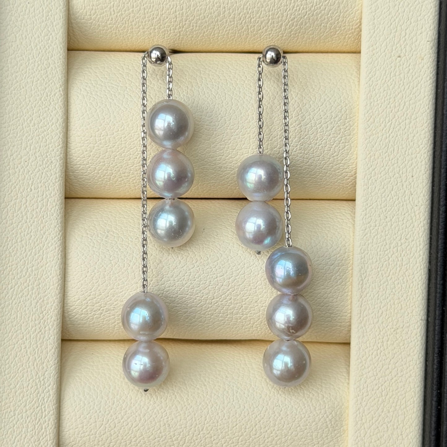 Versatile 6.5-7mm Madama color Akoya Pearl dainty earrings s925